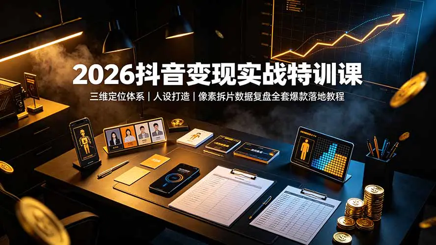 抖音短视频从0到稳定变现教程,三维定位人设素材爆款脚本数据复盘