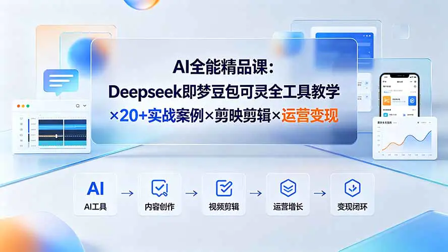AI从入门到精通,DeepSeek即梦可灵豆包工具换脸数字人运营变现