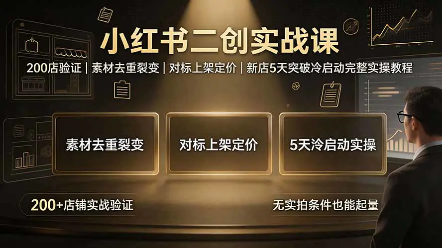 小红书爆款二创实操,0到1新店冷启动200家店铺验证爆品筛选