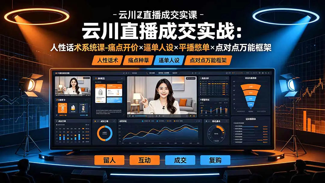 直播成交人性话术实战,痛点种草塑品开价逼单人设五大话术体系