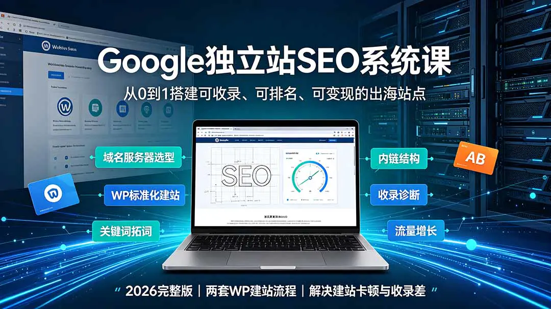2026Google独立站SEO完整版,域名服务器WordPress建站关键词拓词AI内容批量创作