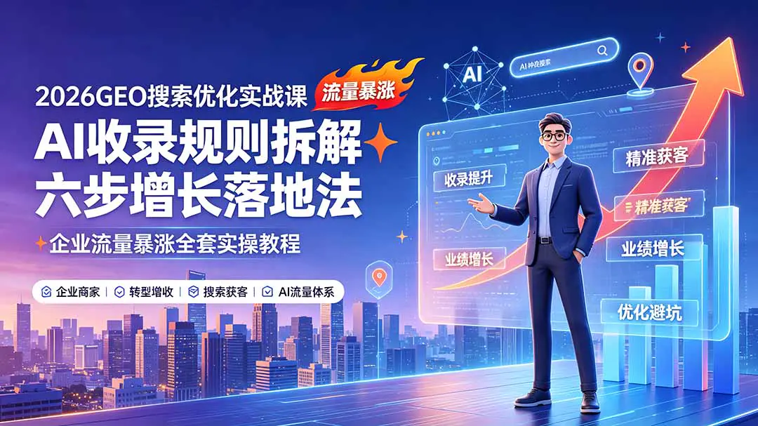 2026GEO搜索优化课程,AI搜索流量底层逻辑收录规则转化路径