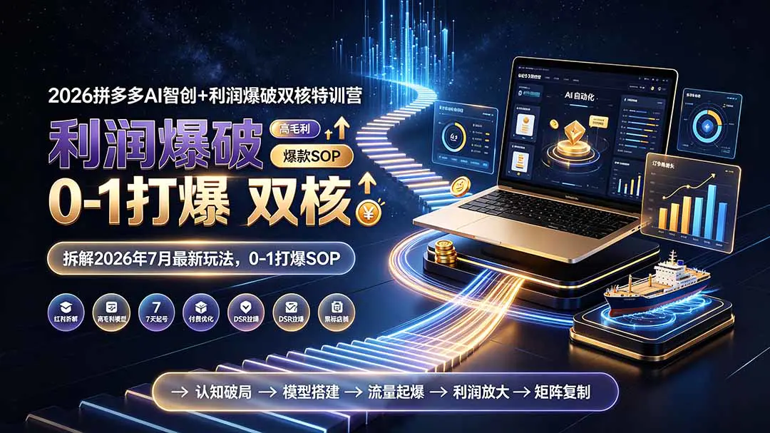 2026拼多多AI智创+利润爆破双核特训营:2026年7月最新玩法,0-1打爆SOP