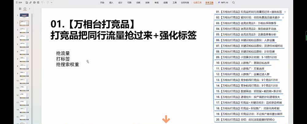 万相台截流实战课:竞品多渠道筛选,多计划测试递增,全站联动拉新收割