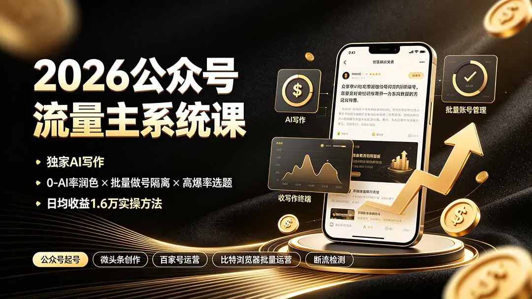 2026公众号流量主全攻略,高爆率选题方法实时爆款领域分享AI写作