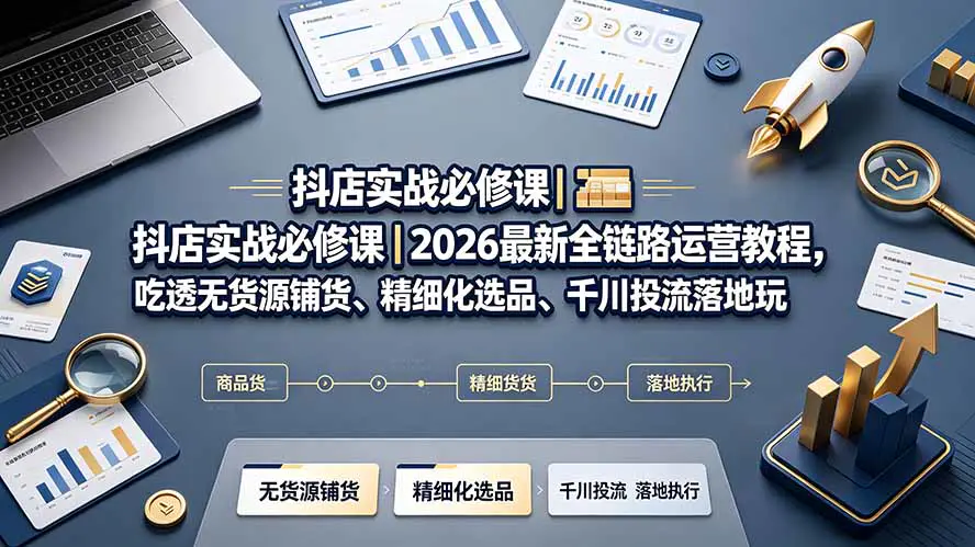 2026抖音小店全链路运营,无货源铺货精细化选品千川投流短视频带货