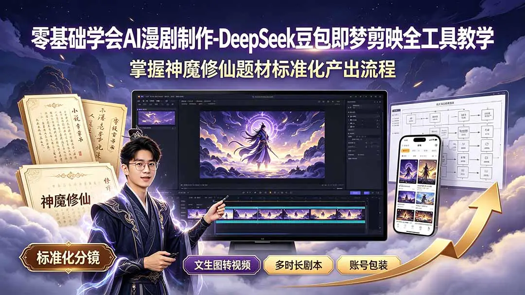 AI漫剧完整实操,DeepSeek豆包即梦剪映番茄小说挖掘原创撰写