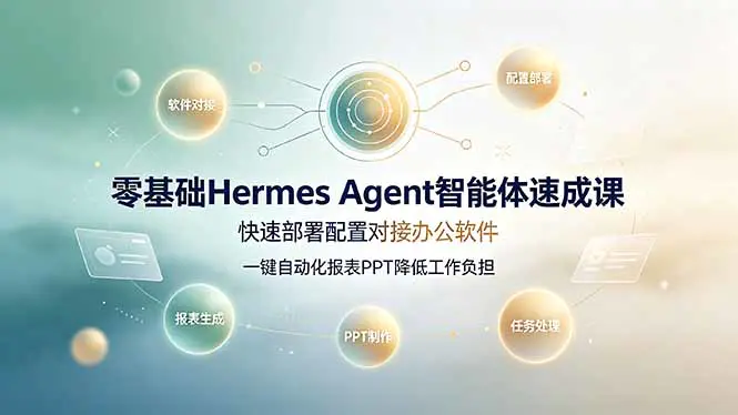 零基础Hermes Agent智能体课,快速部署配置对接办公软件;Skill工程搭建迭代自动化办公