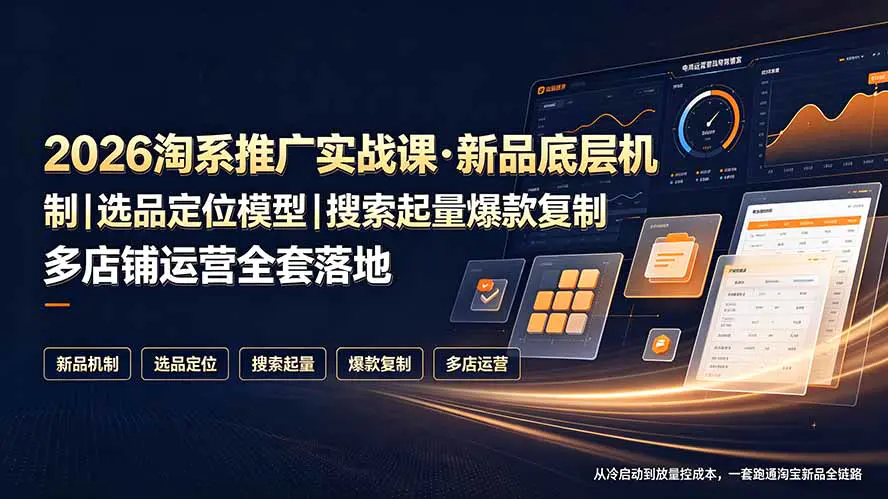 2026淘系推广体系实战,新品底层机制选品判断人群定位搜索流量逻辑