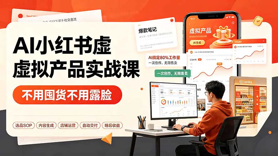 AI小红书虚拟产品实战课,选品创作账号开店笔记避坑数据分析
