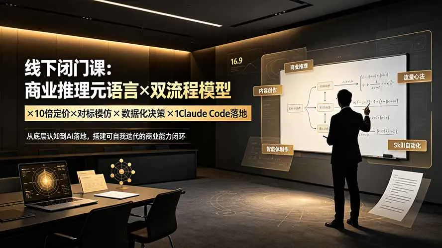 线下闭门课:商业推理元语言+双流程模型+10倍定价+对标模仿+数据化决策+Claude Code落地,击穿认知盲区