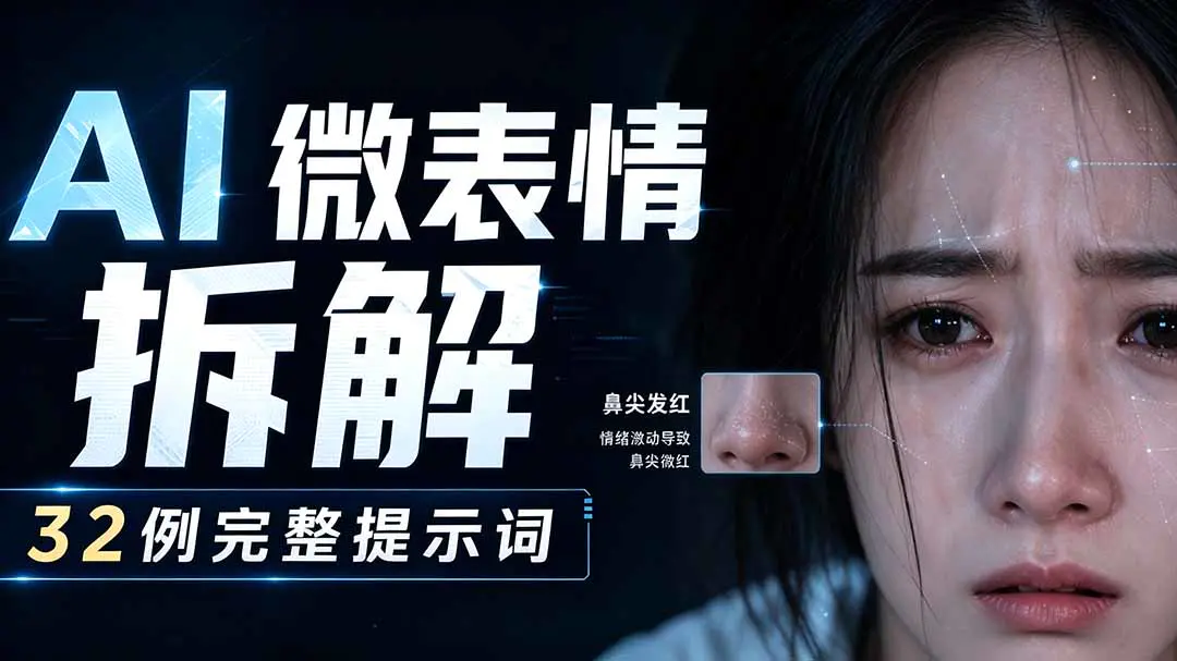 AI微表情提示词合集,时间轴情绪逻辑动作链通用公式影视级表情