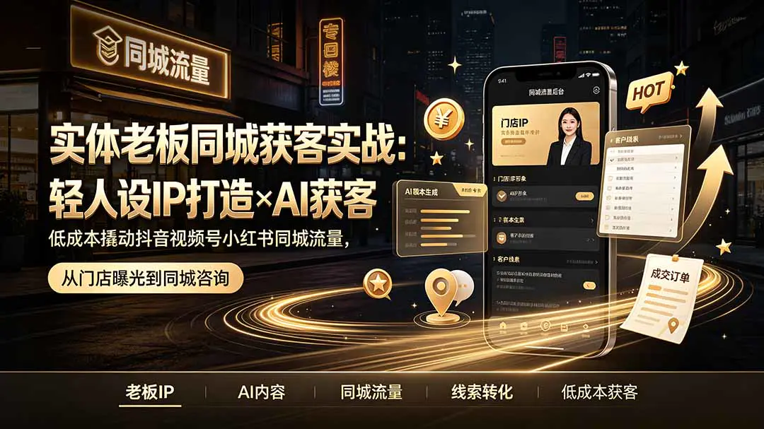 抖音视频号小红书同城获客,轻人设IP打造+AI低成本撬动本地流量
