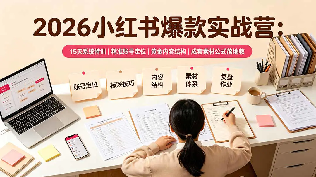 小红书爆款实战营,账号定位爆款短视频策划内容创作落地实操