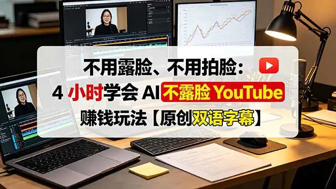 AI不露脸 YouTube 赚钱玩法,不用露脸、不用拍脸 【原创双语字幕】