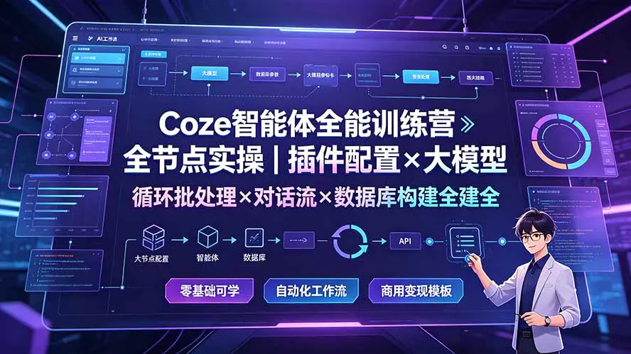 Coze智能体全能训练营:工作流节点配置插件参数大模型搭建循环批处理