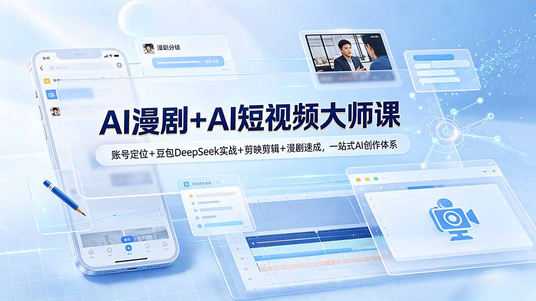 AI漫剧+短视频课，账号定位豆包提示词图生视频首尾帧剪映