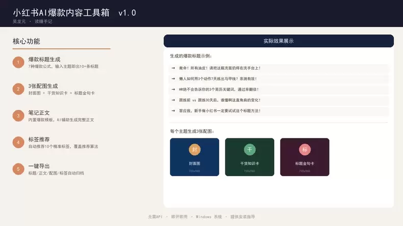 小红书内容生成工具：标题配图正文标签自动生成