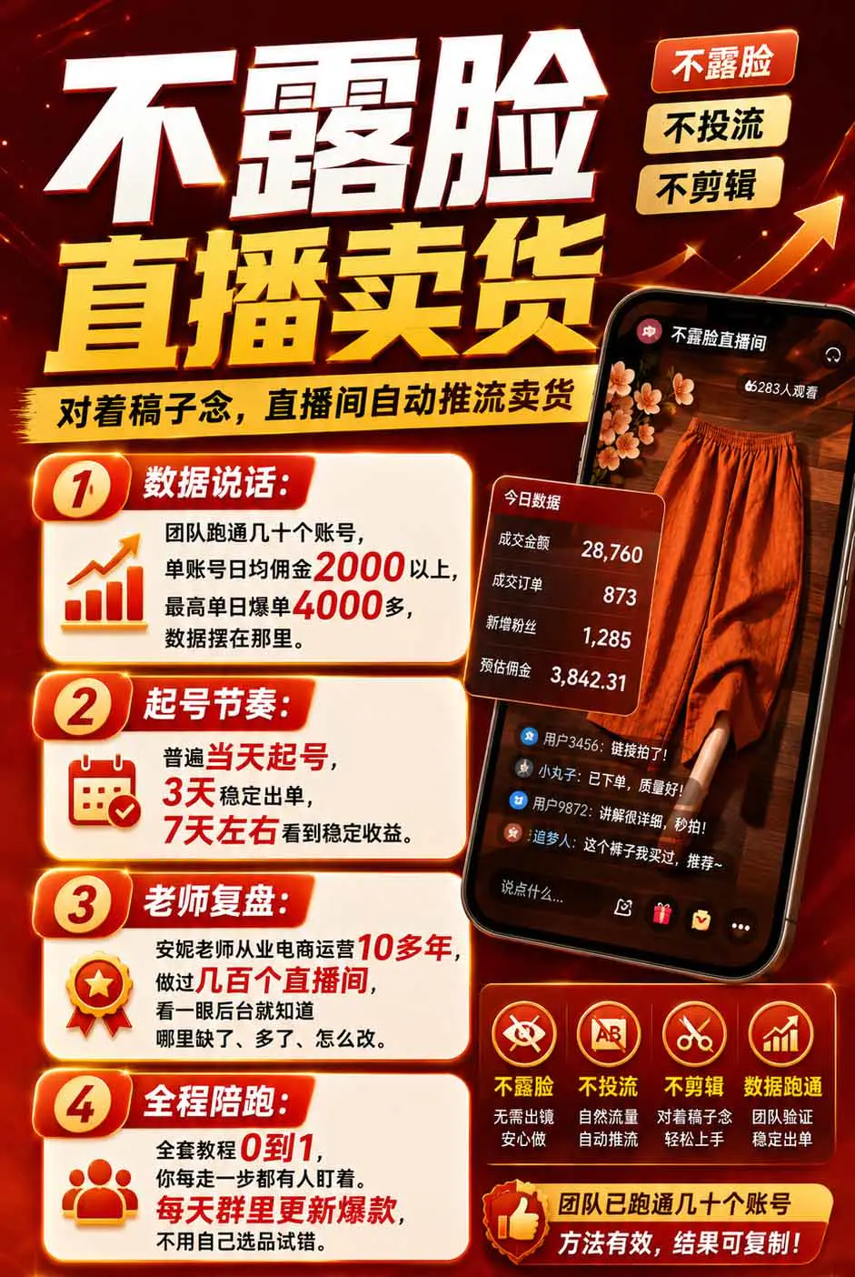 不露脸不投流直播卖货,不用口才不用拍剪,这个直播间让我月入过万