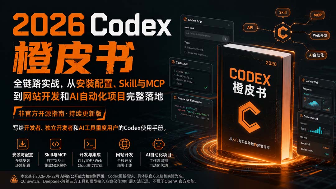 2026Codex橙皮书：从安装配置、Skill与MCP到网站开发和AI自动化项目完整落地（PDF文档）