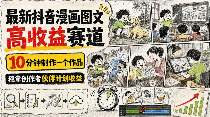 抖音漫画图文,10分钟学会批量出片赚收益