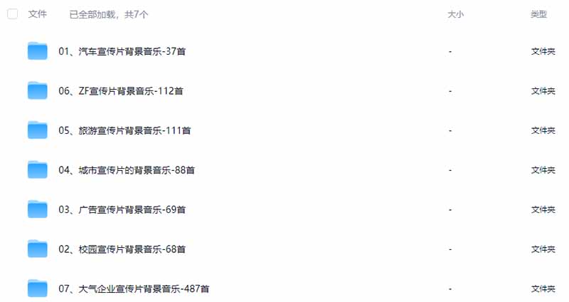常用音效合集！970+首宣传片背景音乐，无版权可商用大气素材，分类清晰，6G高质量内容