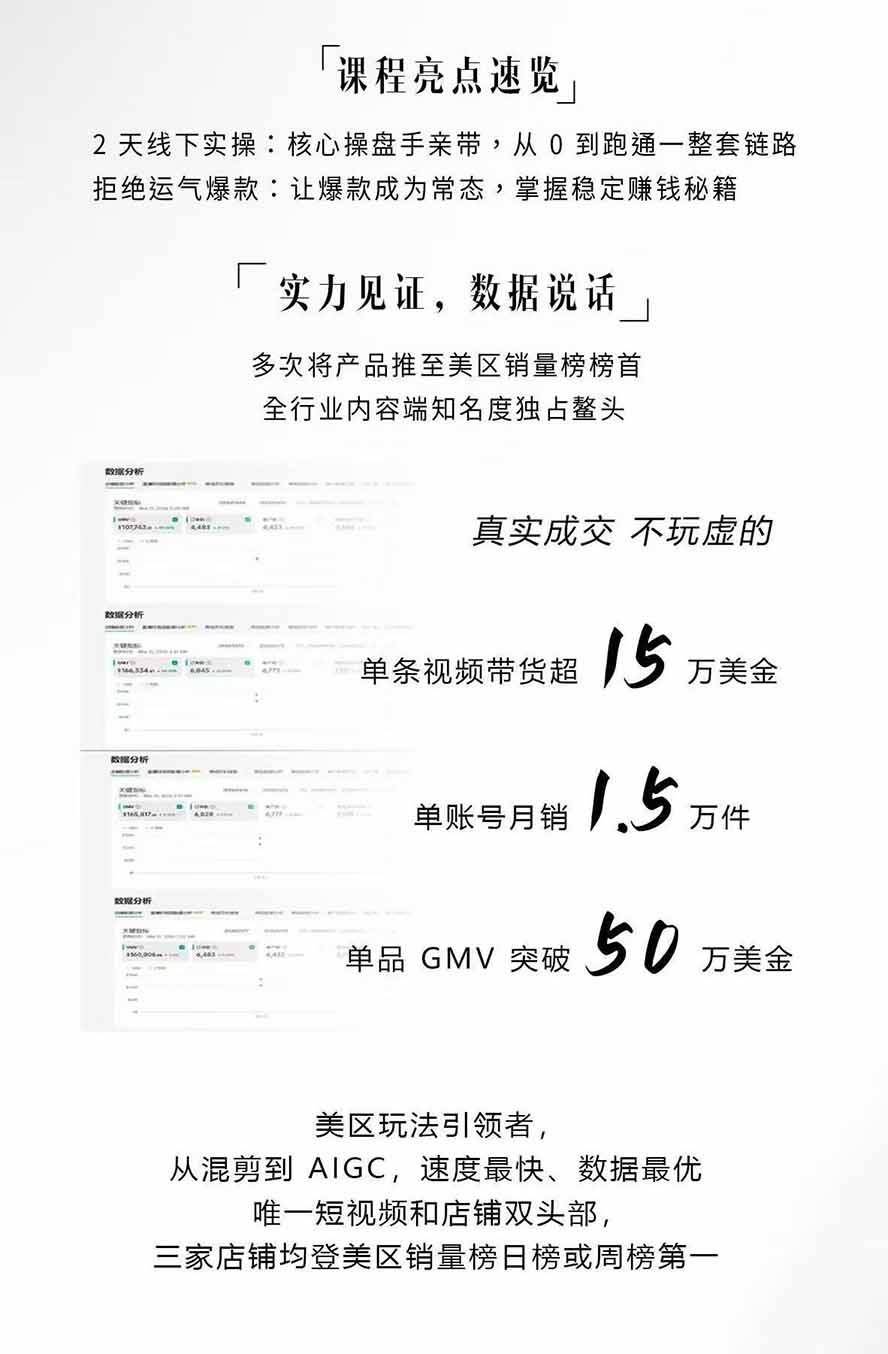 AI+TikTok美区短视频带货线下课,高清视频收录头部操盘手全流程教学