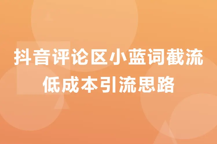 抖音评论区小蓝词截流,低成本引流思路(飞书文档)
