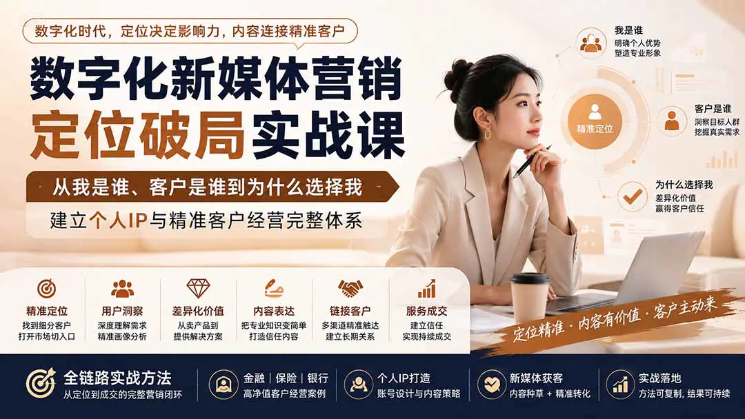 新媒体营销实战课:个人IP定位+品牌策略+用户洞察+差异化竞争+获客