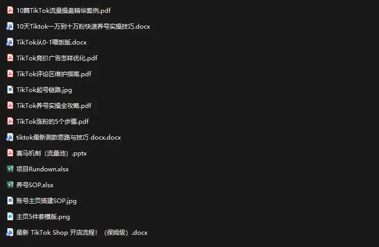 2026TikTok从0-1掘金资料包,养号SOP+爆款公式+选品测款+广告投流+Shop开店,跑通海外运营全链路