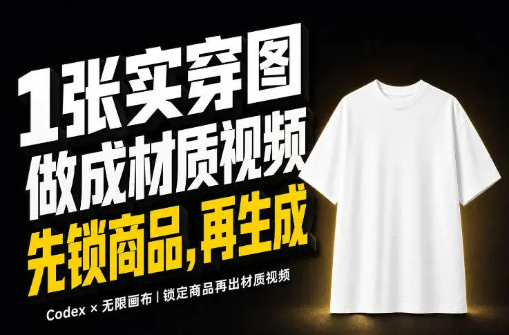 Codex+无限画布服装材质视频制作:一张商品图,10秒做出服装材质展示视频