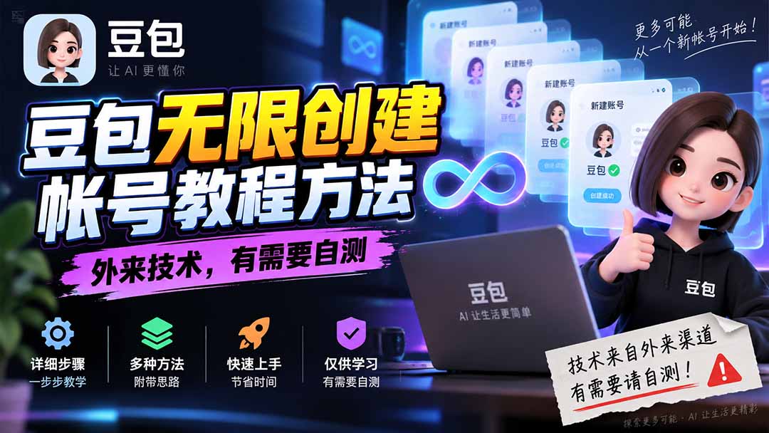 豆包无限创建帐号教程方法，外来技术，有需要自测（PDF文档）