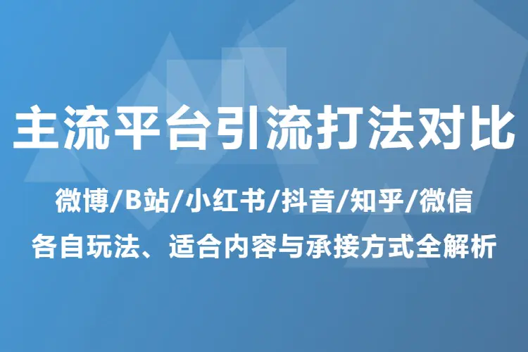 【图文】主流平台引流打法对比:微博/B站/小红书/抖音/知乎/微信各自玩法、适合内容与承接方式全解析