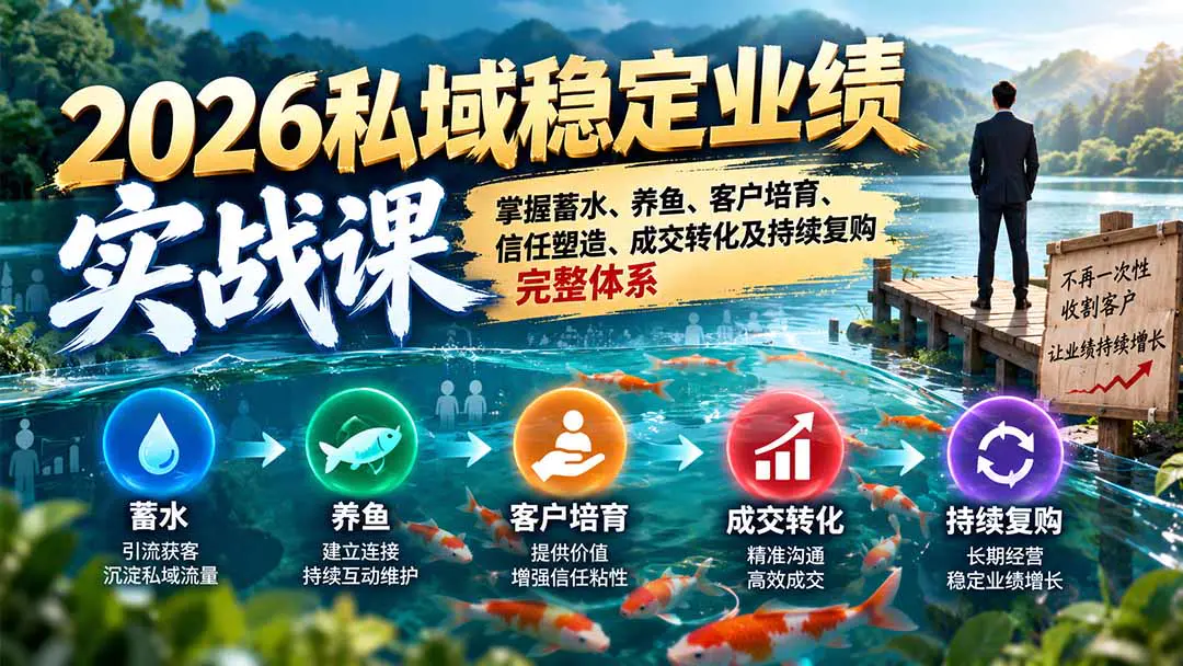 2026私域稳定业绩实战课:从蓄水养鱼、客户培育到信任成交与复购增长,搭建长期私域经营体系