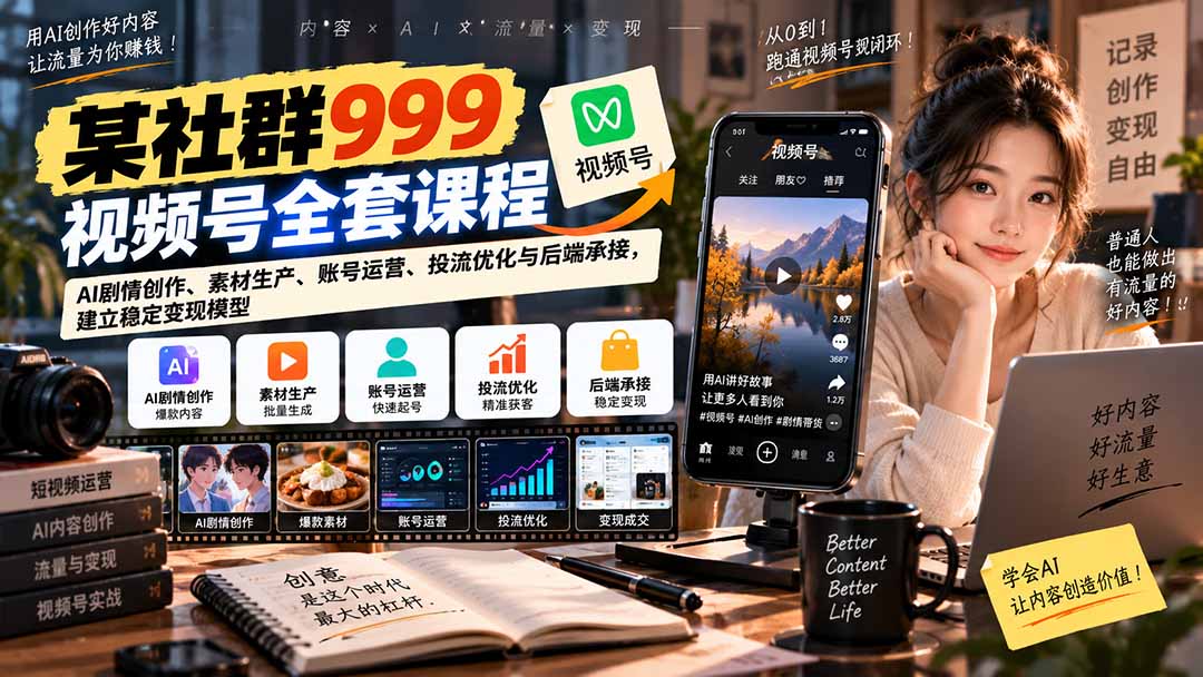 AI剧情带货微付费课:从选品、AI剧情制作到投流增长与后端承接,跑通视频号带货转化闭环