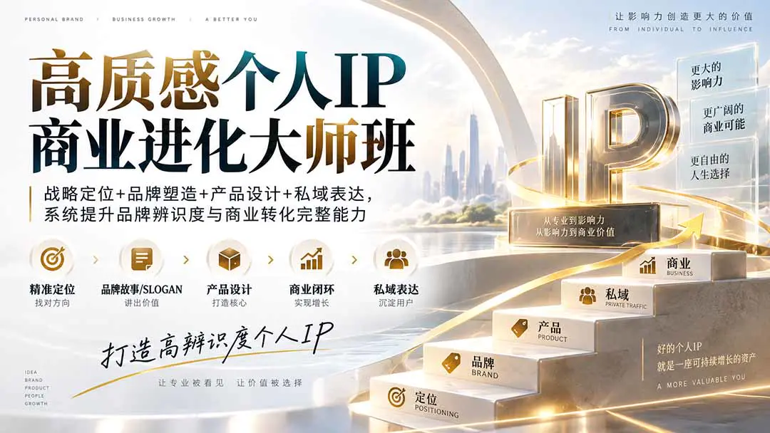 个人品牌进阶课:从定位差异化、产品设计到私域运营,搭建高辨识度商业IP完整闭环