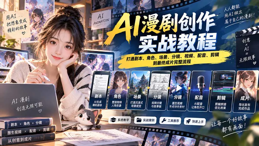 2026AI漫剧创作实战教程:打通剧本、角色、场景、分镜、视频、配音、剪辑到最终成片完整流程