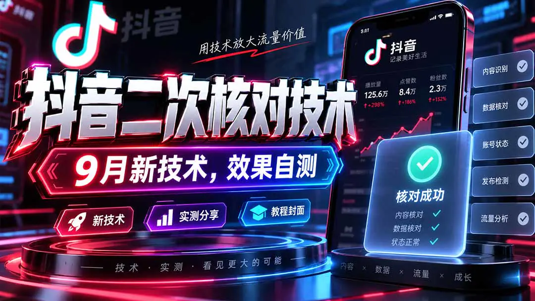 抖音二次核对技术,9月新技术,效果自测(飞书文档)
