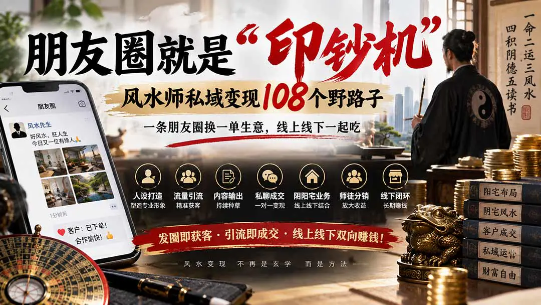 风水行业私域变现108套实战玩法:从朋友圈人设、引流内容到私聊成交(PDF文档)