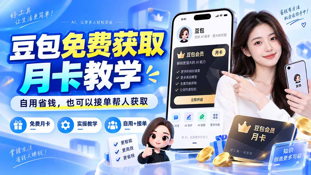 豆包免费获取月卡教学，自用省钱，也可以接单帮人获取（图片教程）