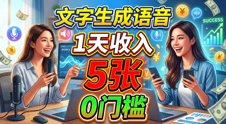 文字转语音配音赚美金项目,新手也能上手
