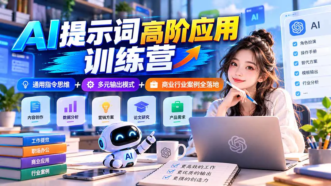 AI提示词高阶应用教程:从结构化写作、角色扮演到模板化输出与元语言进阶,系统掌握高效协作方法