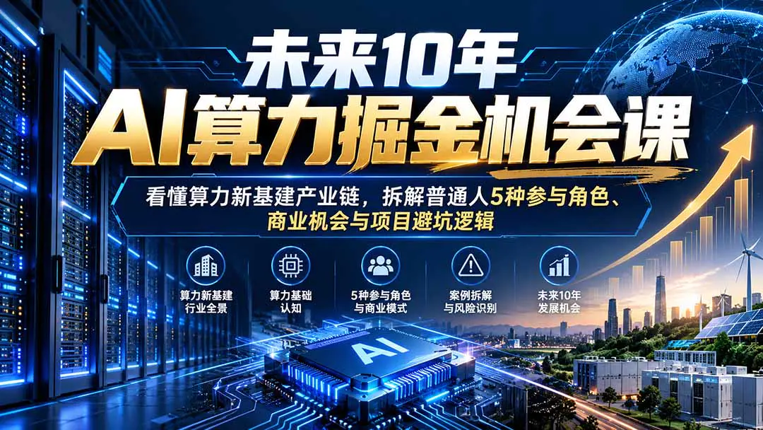 AI算力掘金机会课:从产业链结构、需求来源到五种参与角色与资金盘风险识别避坑