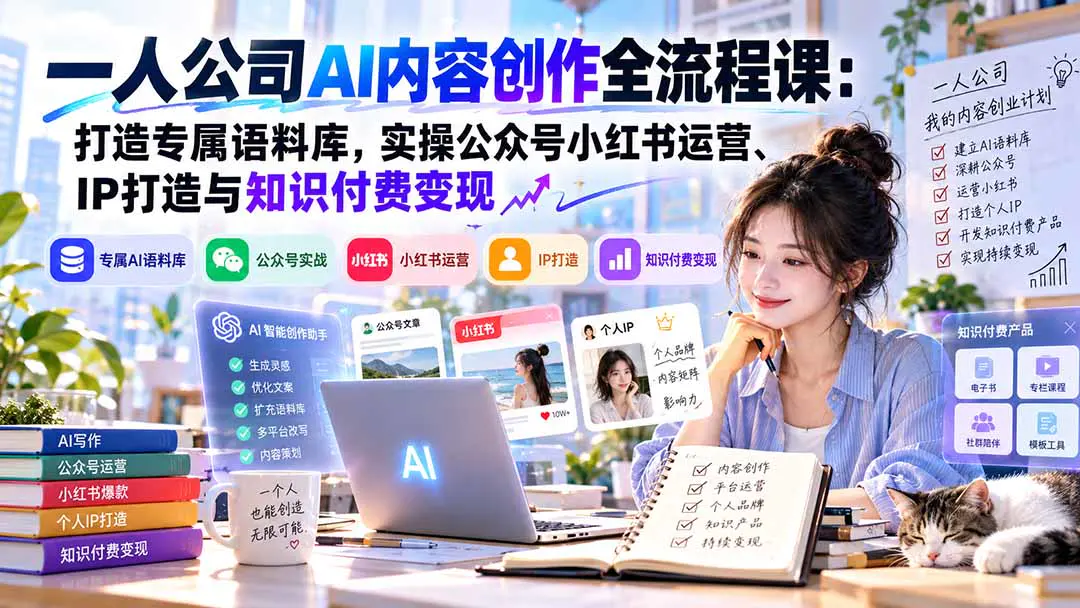 AI内容创作全流程课:打造专属语料库,从爆款选题到IP运营与知识变现